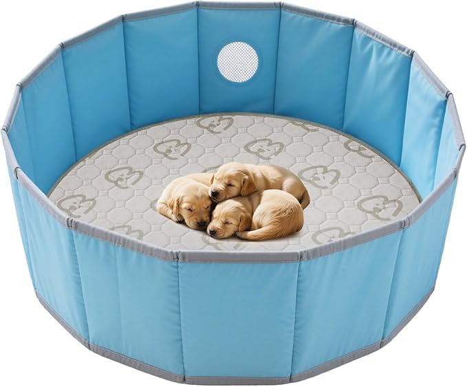 FXW Washable Pee Pads for Dogs, Leak-Proof & Non-Slip, Specifically Designed for Whelping Box, 36" Round, Khaki, 2 Packs