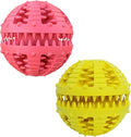 2 Pcs Dog Toy Teeth Ball,Dog Puzzle Toy,Treat Dispensing Dog Toys,Non Toxic Tear Resistant Natural Rubber Toy Ball for Pet Teeth Cleaning/Chewing/Playing/Training (Yellow+Red, 3.15in)
