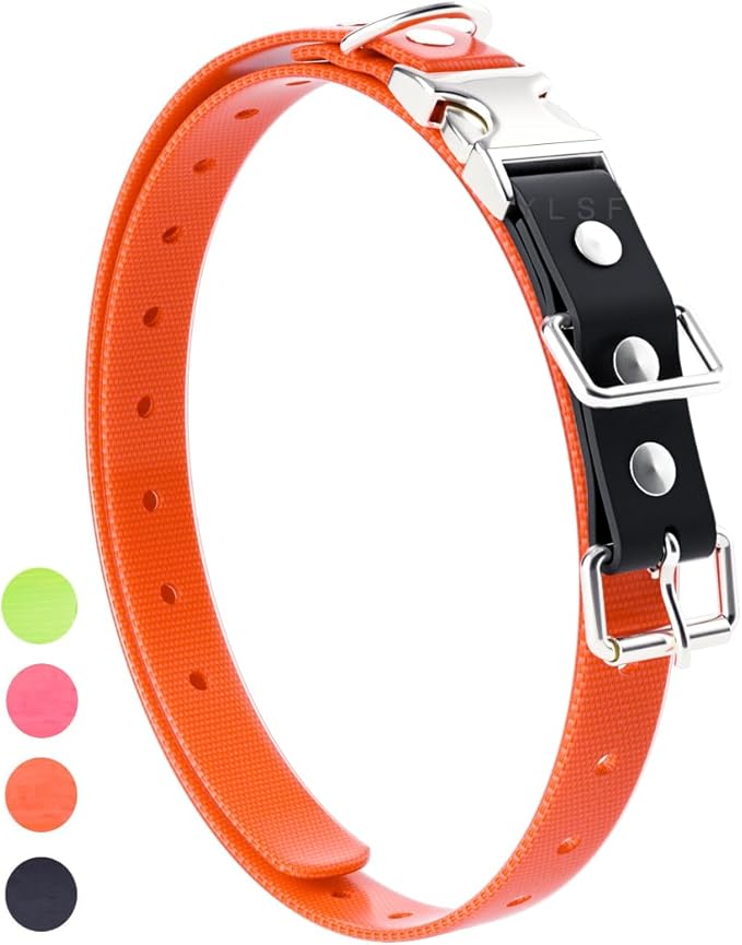 Quick Snap Bungee Dog Collar Strap with D Ring for Most of Electronic Training Shock Collar Receivers-Adjustable Durable Waterproof Odorless 3/4 Inch TPU Collar Replacement for Barking Fence