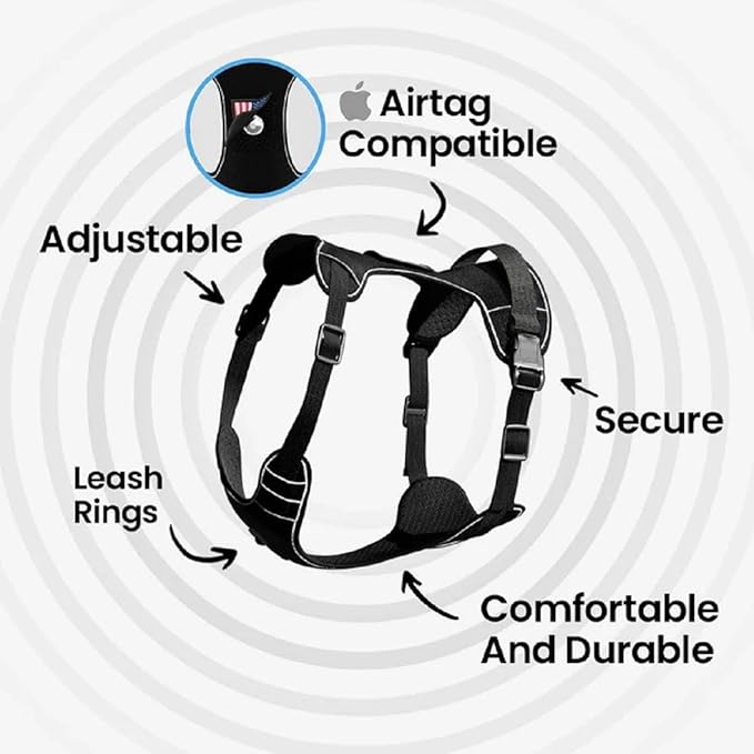 PawPatch Track Dog Harness, Medium – No Pull Adjustable Fit Pet Vest, Breathable Soft Padded with 2 Leash Clips, Reflective, Easy On/Off Design with Control Handle for Walking, Training, Hiking