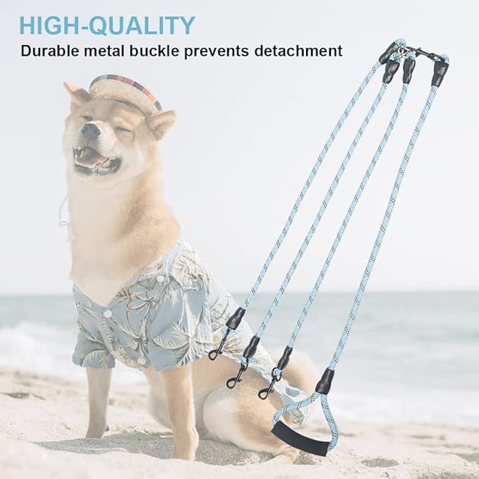 Dual Dog Leash 360° Tangle-Free - Reflective Heavy Duty, Comfortable Handle for Small/Medium/Large Dogs, Support Multiple Rope Addition