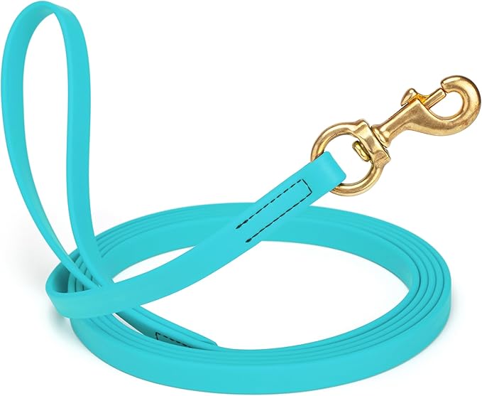 Viper Biothane K9 Working Dog Leash Waterproof Lead for Tracking Training Schutzhund Odor-Proof Long Line with Solid Brass Snap for Puppy Medium and Large Dogs, 20ft Sky Blue