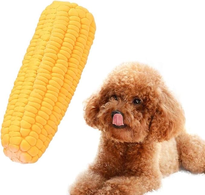 2Pcs Pet Dog Puppy Latex Corn Shape Squeaky Bite-Resistant Interactive Play Chew Toy Pet Supplies Dog Toy Corn, Toys Aggressive Chewers for Small/Medium/Large
