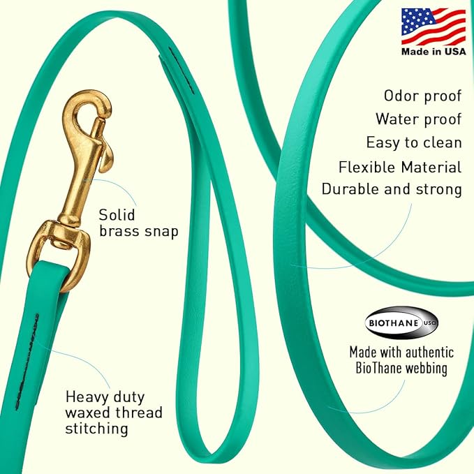 Viper K9 Biothane Working Dog Leash Waterproof Lead for Tracking Training Schutzhund Dog Sport and Search - Odor-Proof Long Line with Solid Brass Snap for Puppy Medium and Large - Water Friendly