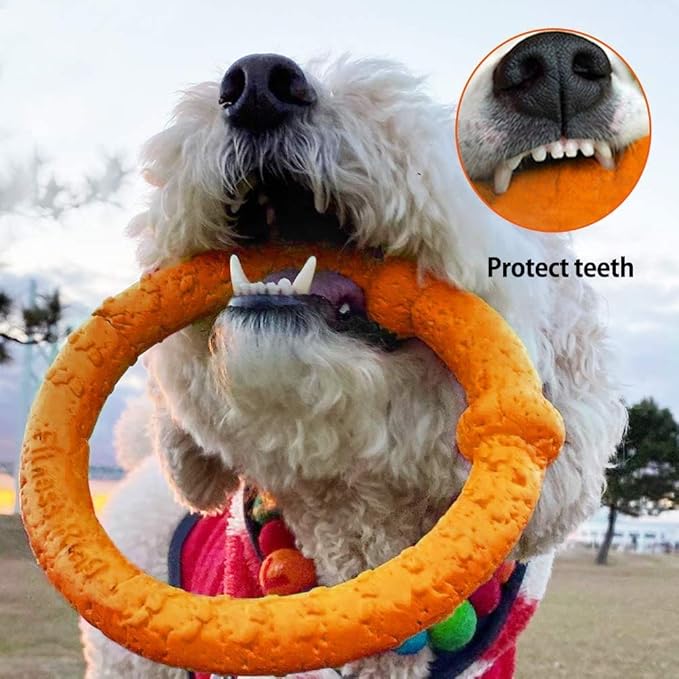 LaRoo Dog Training Ring for Outdoor Fitness Floatable Pulling Toy and Flying Disc Interactive Play Tool, Funny Dog Teething Toys for Throw, Fetch for Small Dogs