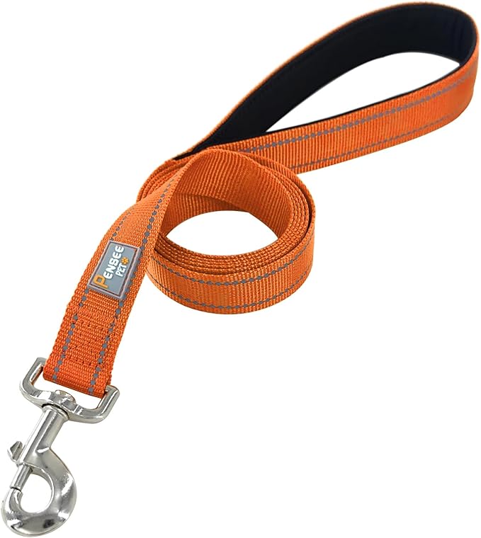 Reflective Dog Leash 6 FT Padded Handle Nylon Dogs Leashes for Large Dogs Orange