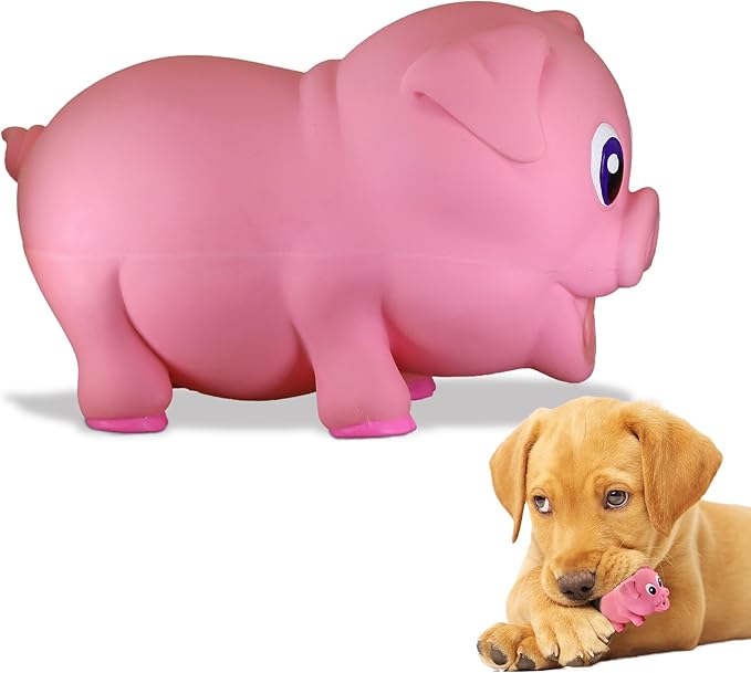 PetSport Naturflex Tiny Tots Small Pig Latex Dog Chew Toy | All-Natural Soft, Squeaky, Non-Toxic Rubber Chew Toy | Safe for Indoor Play | 3.5"