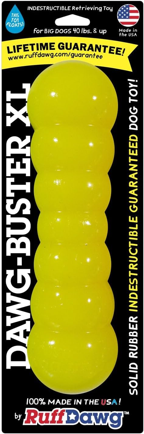 Ruff Dawg Dawg-Buster XL – Durable Dog Toy – Large, Tough Fetch Toy for Aggressive Chewers – High-Visibility Neon Colors – Floats, Bounces & Safe Play