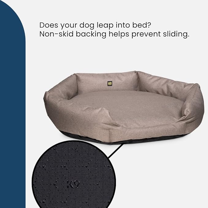 K9 Ballistics Tough Ripstop Oval Bolster Dog Bed, Calming Round Den Shape, Scratch Resistant, Machine Washable - Small, Sage Green