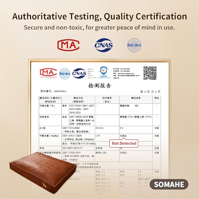 Dog Bed Medium Size Dog Orthopedic Beds for Small Dogs with Removable Washable PU Leather Cover Waterproof Brown 35.4×27.5×4inch