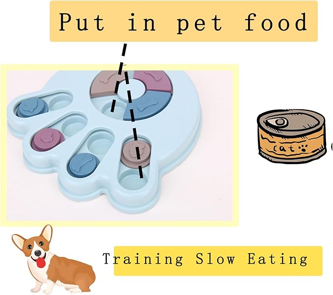 Interactive Dog Puzzle Toys, Dogs Puzzle Feeder Toys for IQ Training, Puppy Puzzle Toys, Mentally Stimulating Treat Dispenser for Training Small, Medium & Large Dogs(Paw), Blue
