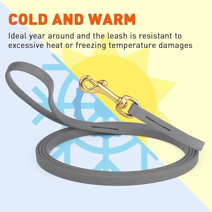 Viper K9 Biothane Working Dog Leash Waterproof Lead for Tracking Training Schutzhund Dog Sport & Search - Odor-Proof Long Line with Solid Brass Snap for Puppy Medium Large 1/2" x 20ft Battleship Gray