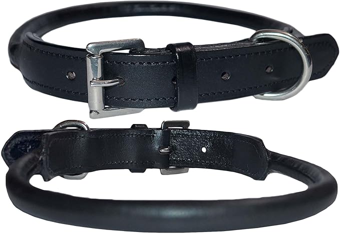 SIE Rolled Leather Dog Collars (12'', Chestnut)