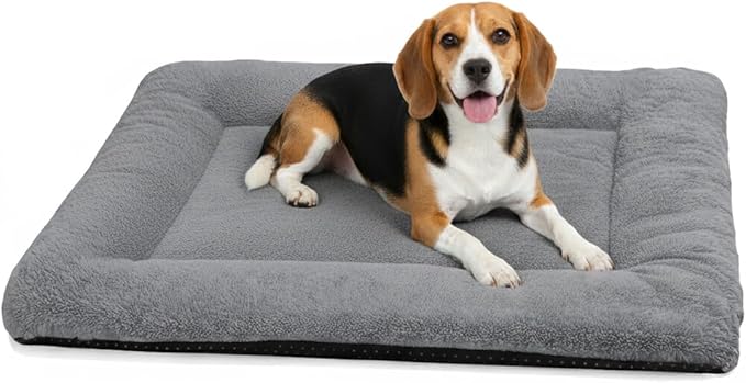 Dog Crate Pad for Small to Medium Dogs, 30 x 20 Inch Plush Kennel Mat, Washable, Anti-Slip, Fits Wire or Metal Crates, Travel, Home & Training, Dark Grey