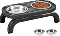 Elevated Dog Bowls, Heighth Adjustable Raised Dog Bowl Stand with Stainless Steel No Spill Water Bowl and Non-Slip Food Bowl, Metal Dog Feeding Station for Small and Medium Dogs & Cats, Black