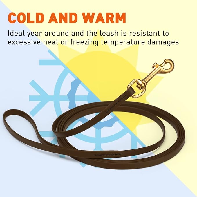 Viper K9 Biothane Working Dog Leash Waterproof Lead for Tracking Training Schutzhund Dog Sport & Search - Odor-Proof Long Line with Solid Brass Snap for Puppy Medium Large 3/8" x 20ft Chocolate Brown
