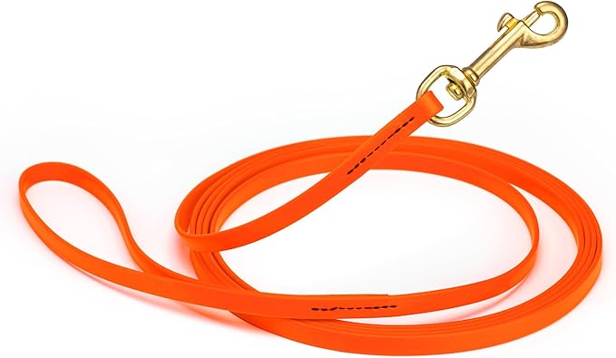 Viper Biothane K9 Working Dog Leash Waterproof Lead for Tracking Training Schutzhund Odor-Proof Long Line with Solid Brass Snap for Puppy Medium and Large Dogs, 15ft Hunter Orange