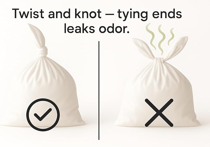 BOS, Odor-Sealing Dirty Diaper Trash Bags - Disposable Bags - Scent & Smell Free (Medium)