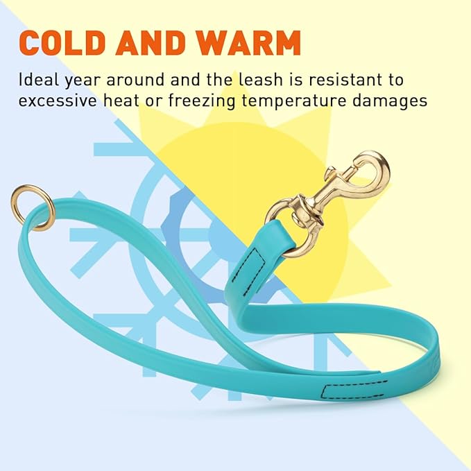 Viper Biothane K9 Working Dog Leash Waterproof Lead for Tracking Training Schutzhund Odor-Proof Long Line with Solid Brass Snap for Puppy Medium and Large Dogs 20in, Sky Blue