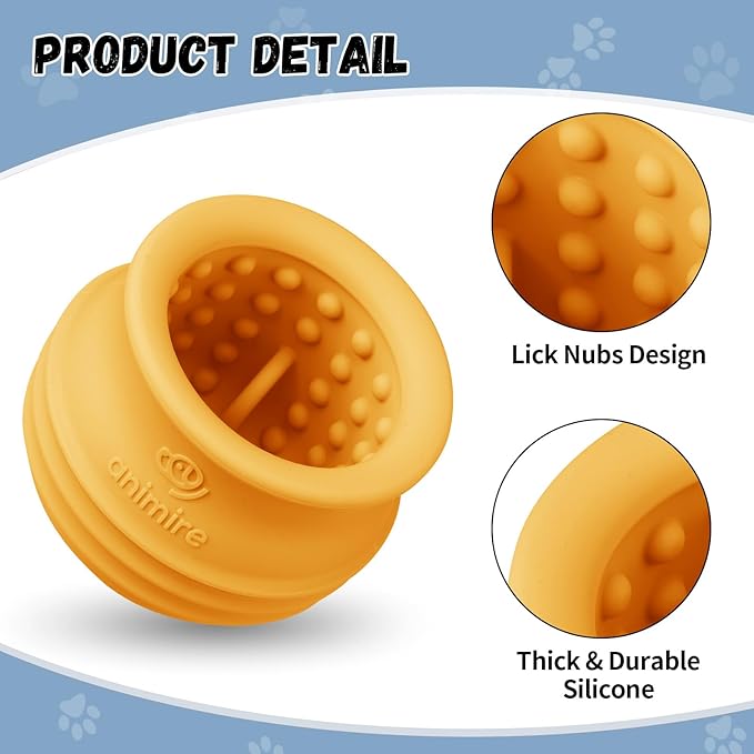 Treat Dispensing Dog Toy, Long-Lasting Interactive Puzzle Toys for Dogs, Stuffable Dog Enrichment Frozen Lick Treat Toy for Boredom, BPA Free Silicone Fetch Catch Chew Toy (Orange,M)