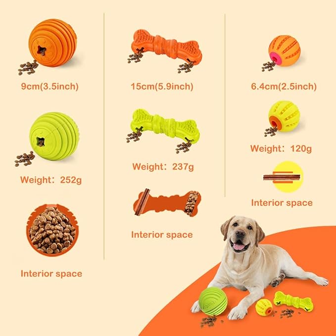 LaRoo Dog Puzzle Toy, Interactive Dog Toys for Treat Dispensing, Medium and Large Dogs,Dog Treat Ball for Teeth/Slow Feeder/IQ Training/Playing (3.5in Orange)