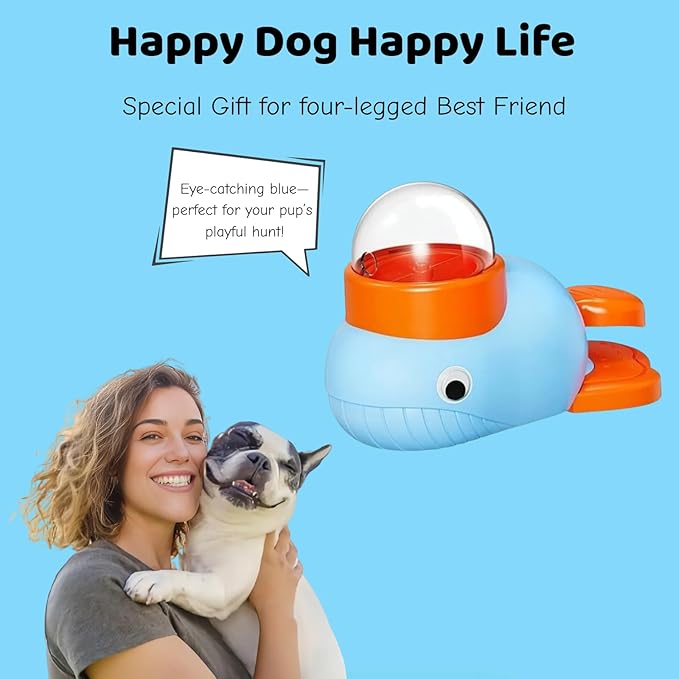 Dog Treat Dispenser Toy, Cat Puzzle Feeder, Interactive Durable Yellow Duck-Shaped Puzzle Feeder for Dog Cat Treat Toy (Whale)