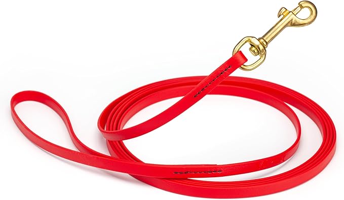 Viper Biothane K9 Working Dog Leash Waterproof Lead for Tracking Training Schutzhund Odor-Proof Long Line with Solid Brass Snap for Puppy Medium and Large Dogs, 20ft Cherry Red