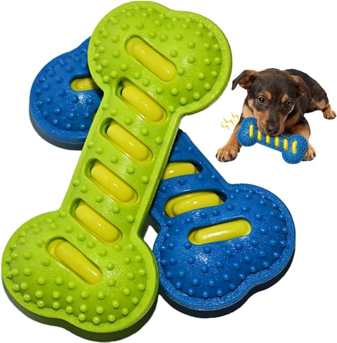 Dog Chew Toys 2 Pack for Aggressive Chewers,Durable Squeaky Medium-Sized Bone Medium, Large Breed to Keep Them Busy & Clean Teeth and Reduce Boredom or Stress Relief