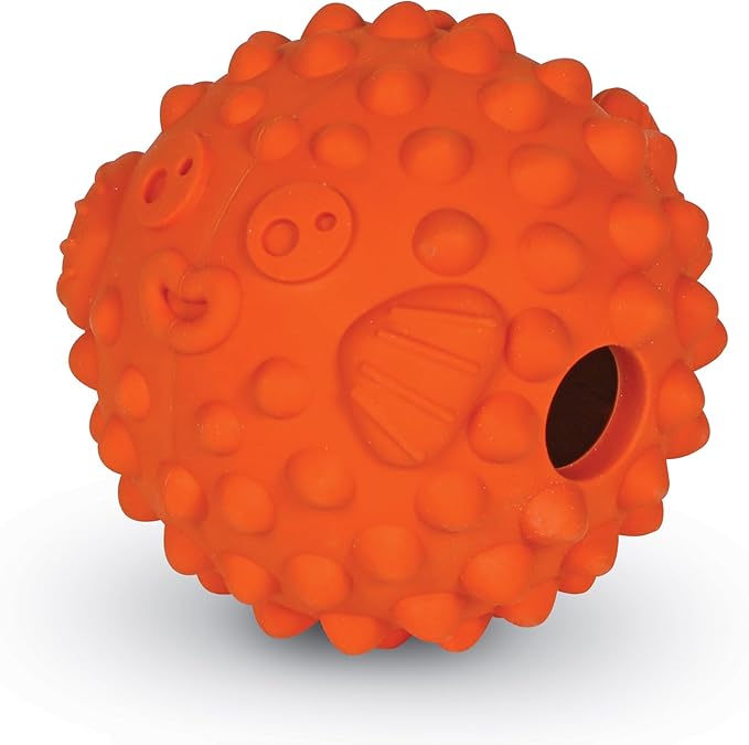Brightkins Tough & Tumble Treat Dispenser Small Pufferfish - BPA Free Enrichment Dog Toys for Aggressive Play, Gift for Puppies