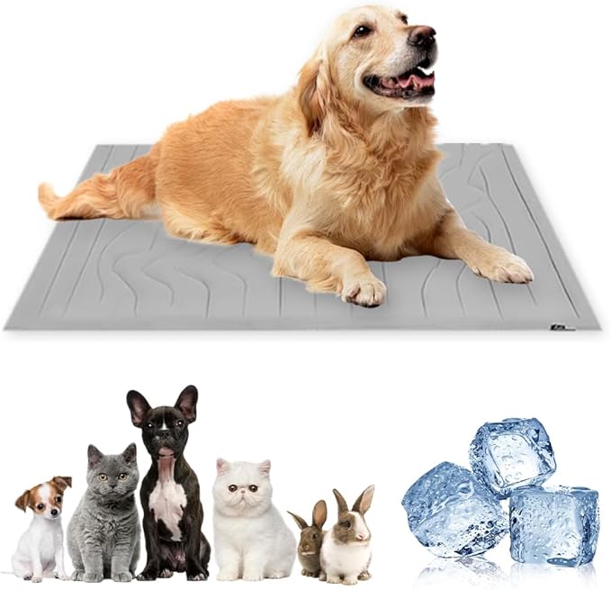 Cooling Mat for Dogs, Washable Dog Cooling Pad for Summer, Non-Slip Pet Coolings Mat for Indoor & Outdoor Use, Cool Dog Bed for Large & Small Breeds (Gray, XL: 59 * 40 in)