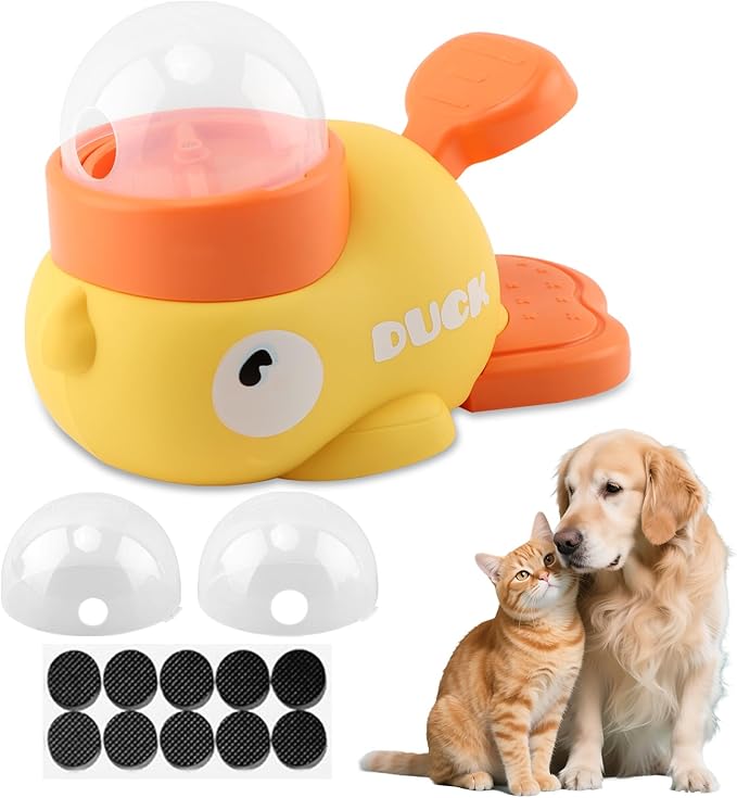Dog Interactive Treat Dispenser, Duck-Shaped Slow Feeder Food Puzzle for Small Medium Dogs & Cats, Mental Stimulation IQ Training Enrichment Toy