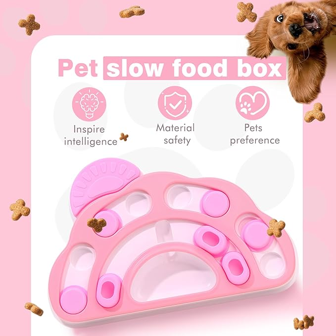 Pet Puzzle Dispensing Slow Feeder Cat Puzzle Toys for IQ Training & Mental Enrichment, Interactive Toys for Small Medium Cats and Dog, Puppy Treat for Fun Feeding Toy (Pink Clouds Shape)