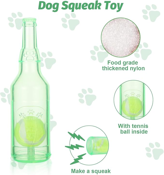 Green Water Bottle Dog Toy,Crunchnplay Bottle Toy for Dogs,Floating Dog Chew Toys,Squeaky Dog Toys for Aggressive Chewers,Dog Toy Water Bottle Cruncher,Interactive Dog Toys for Small Dogs Boredom