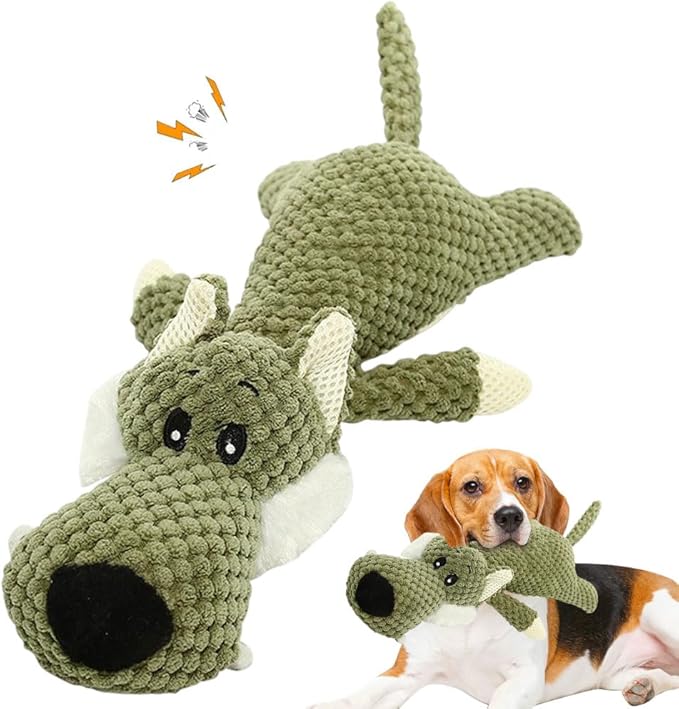 2026 New Dog Plush Toys for Aggressive Chewers, Upgrade Dog Toys Indestructible Dog Puppy Squeaky Chew Toys, Interactive Dog Toys for Heavy Chewers Durable Chew Toys Dog Plush Toy (Green)