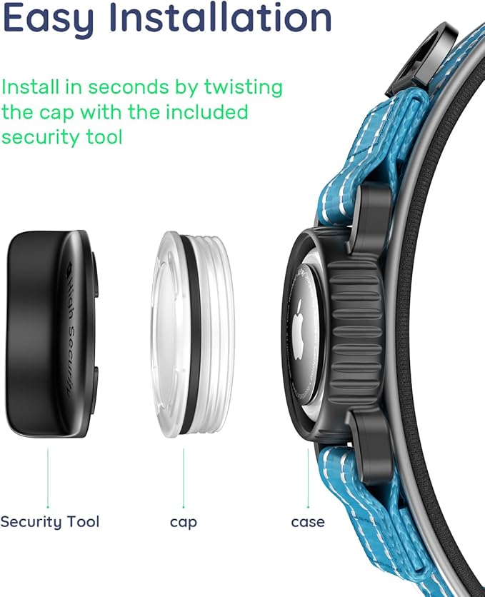 Upgrade Airtag Dog Collar,with IPX8 Waterproof AirTag Holder | Reflective Ultra-Durable | Soft Padded | Lock Buckle | Heavy Duty | Fit Small Medium Large Dogs（Blue1，S(12"～15")）