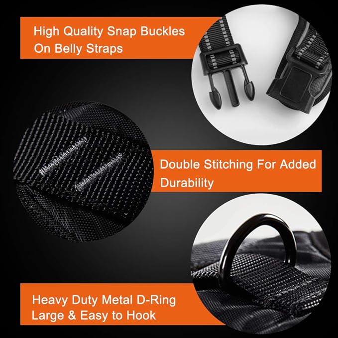 PHOEPET No Pull Dog Harnesses for Small Puppies Reflective Adjustable Front Clip Vest with 2 Metal Leash Clips and Soft Handle(XS, Orange)