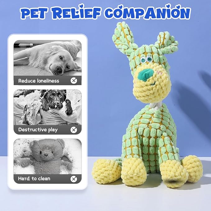 Indestructible Plush Squeaky Dog Toys, 2026 New Durable Heavy Duty Chew Toys for Aggressive Chewers, Teething Toys for Small Medium Large Dogs & Indoor Pups (Blue+Green)
