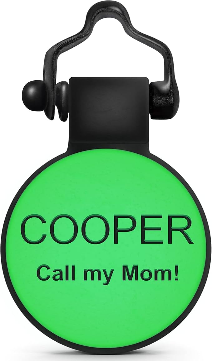 SiliDog - The Original Silicone Silent Dog Tag - Personalized Engraved Soundless Pet ID - As Seen On Shark Tank - Durable - Never Fades - Circle - Green