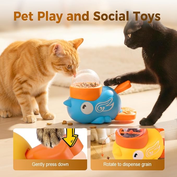 Dog Interactive Treat Dispenser Toy, 2026 New 2-in-1 Interactive Dogs Toys Food Puzzle Slow Feeder, Safe Dog Food Slow Treat Feeding Dispenser for Small & Large Cats Dogs (Yellow +Blue)