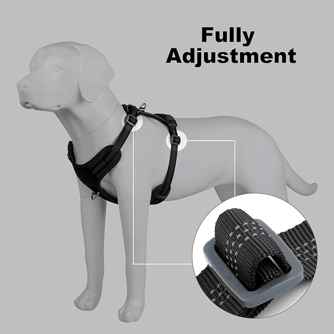 Plutus Pet No Pull Dog Harness, Release at Neck, Soft Padded, Reflective Adjustable Dog Vest Harness for Small, Medium, Large Dogs(Black, XS)