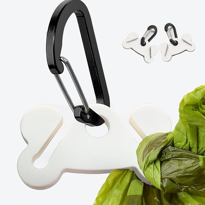 Dog Poop Bag Holder for Waste Bags Dispenser Leash Dog Waste Bag Carrier Hand Free Walking Plastic Holder 2PCS White Holders