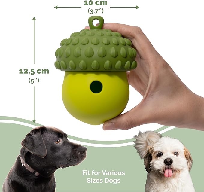POPUPJOYS Interactive Treat Dispensing Dog Toys for Mental Stimulation & Healthy Eating | Enrichment Treat Toy with Detachable Lid for All Dog Sizes | Food-Grade Silicone, Dishwasher Safe (Green)