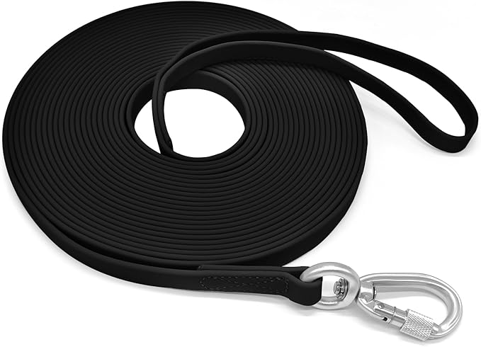 ZALER Long Dog Leash Waterproof Training Leashes 50ft 30ft 20ft 15ft 10ft 6ft, Odor Proof Recall Long Line Lead with Aviation Aluminum Carabiner Clip for Small, Medium, Large Dogs (50FT, Black)