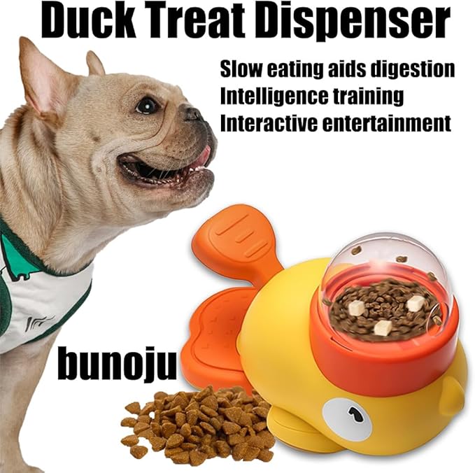 Duck Treat Dispenser, 2 in 1 Dog Food Dispenser Toy & Slow Feeder, Dog Puzzle Feeder, for IQ Training & Mental Enrichment, Durable and Safe for Small & Medium Dogs (1PCS)