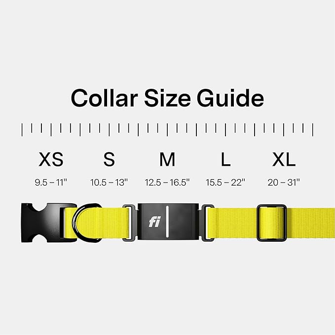New Fi Series 3+ Smart Dog Tracker Collar [12 Month Membership Included] GPS Tracker for Dogs with Health & Behavior Monitoring, Escape Alerts, Waterproof, LED, Apple Watch Compatible (Yellow, Medium)