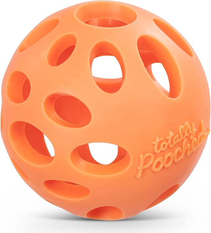 Messy Mutts Totally Pooched Huff'n Puff Ball | 3.1” TPR Puzzle Ball for Dogs | 2-in-1 Interactive Toy and Tooth Cleaner | Orange