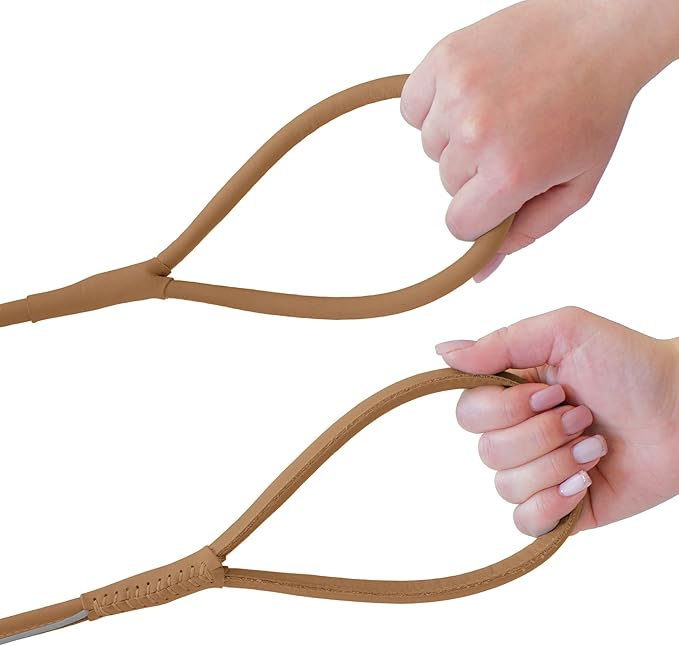OOPSDOGGY Reflective Rolled Leather Dog Leash 6ft - Soft Training Lead for Small Medium Large Dogs Puppy - Heavy Duty Rope Puppies Leashes for Outdoor Walking Running (Brown, Small)