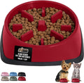GORILLA GRIP Patented BPA Free Slow Feeder Dog Bowls, Interactive Puzzle Toy for Dogs and Cats Food Training Enrichment, Keeps Pets Busy and Prevents Puppy Overeating, Small Breeds, 1 Cup, Red