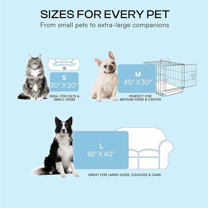 Luciphia Premium Dog Cooling Mat Non-Slip Q-MAX>0.5 Self-Cooling Pad for Large Pet Indoor Portable Kennel Puppy Bed for Couch Summer Crate Pad for Dog Washable Light Blue 40x60 inches