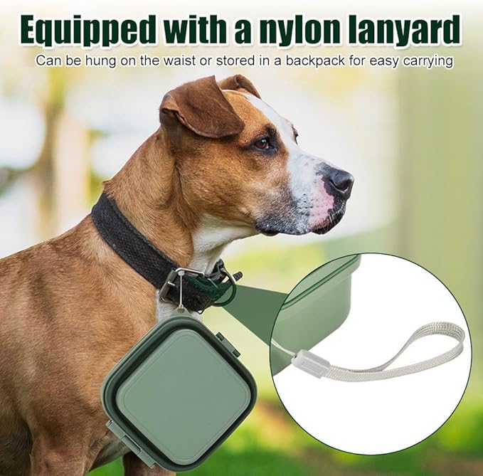 DONGKER 2 in 1 Collapsible Dog Bowl,400ml Travel Dog Food Bowl with Lid & Nylon Lanyard for Dogs Cats Walking Hiking Camping Traveling